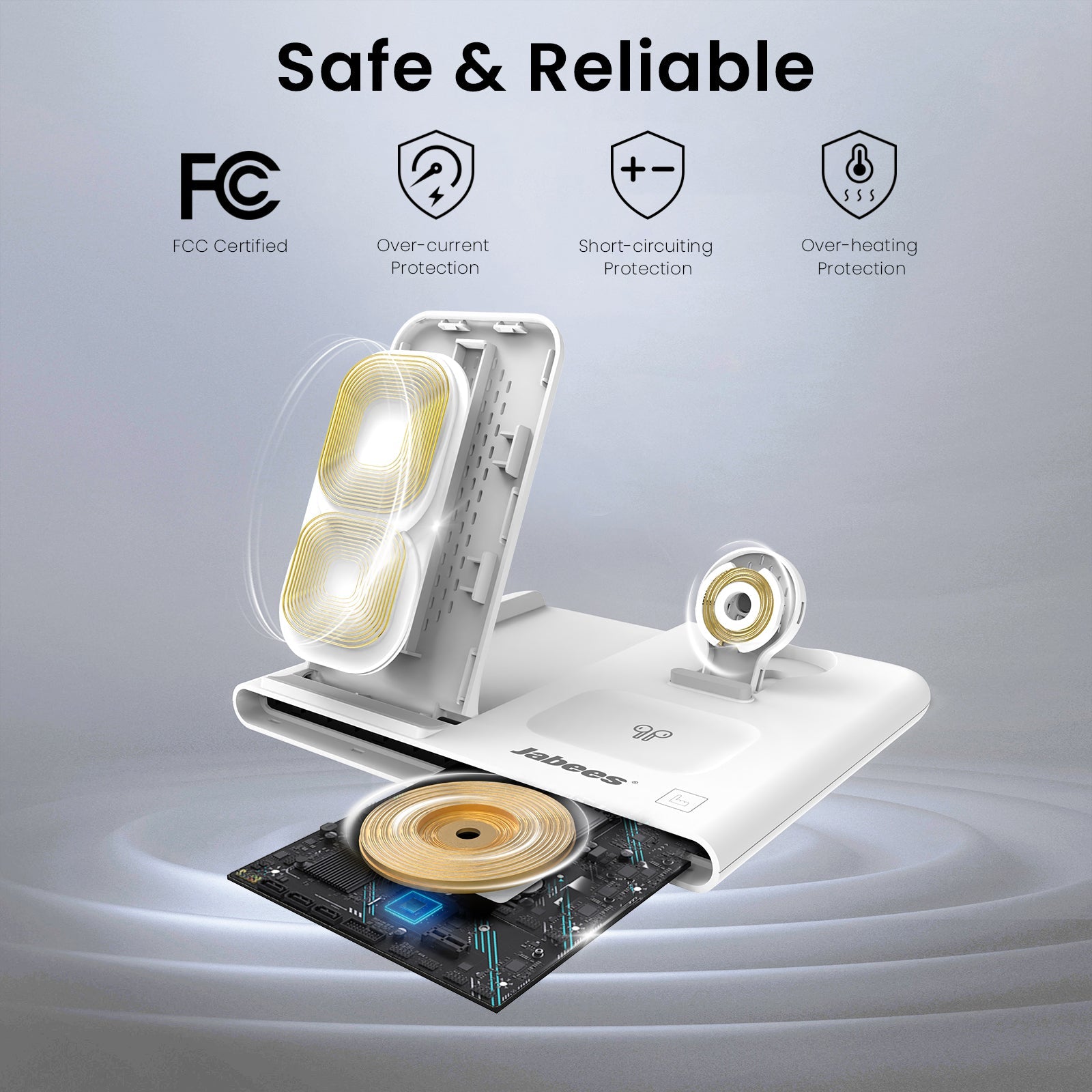 PowerGlow - Jabees PowerGlow 4-In-1 Foldable Wireless Charging Station with LED Night Light-2